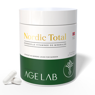 Nordic Total er 12 nøye utvalgte mikronæringsstoffer – som magnesiumtaurat, D3, K2, kolin, selen, TMG og hyaluronsyre – i sine beste former og riktige doser. En vitenskapsbasert formel, som kontinuerlig forbedres av norske leger.