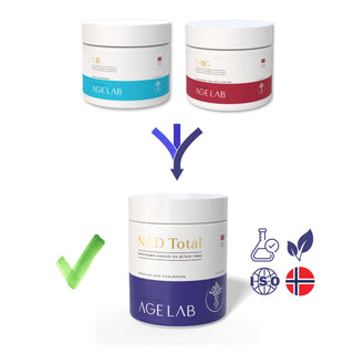 NAD Total inneholder Nikotinamid Ribosid (NR) og TMG for optimalt NAD-tilskudd for cellene - AgeLab.no
