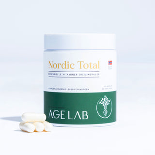 Nordic Total er 16 nøye utvalgte ingredienser – som taurin, magnesium, TMG, kolin, lutein og hyaluronsyre  – i sine beste former og riktige doser. En vitenskapsbasert formel, som kontinuerlig forbedres av norske leger.