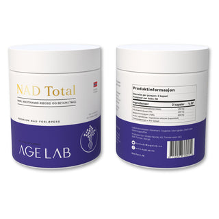 NAD Total® er NAD-tilskudd med NMN, Nikotinamid Ribosid og TMG i Norge - AgeLab.no