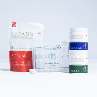 Startpakke med NAD Total og Nordic Total – våre mest populære produkter – i en samlet  50 % rabatt. Inkluderer også kreatin og dosett. Kun én per kunde.