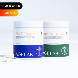 Black Friday: Startpakke med NAD Total og Nordic Total. Daglig grunnmur for alle med 16 evidensbaserte næringsstoffer – og NAD Total som målrettet støtte for NAD⁺ og cellebeskyttelse. Begge formler oppdateres jevnlig av vår ekspertgruppe i Norge.