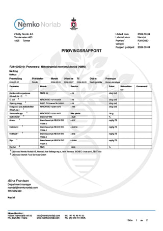 NMN tilskudd +99% analysesertifikat - AgeLab.no